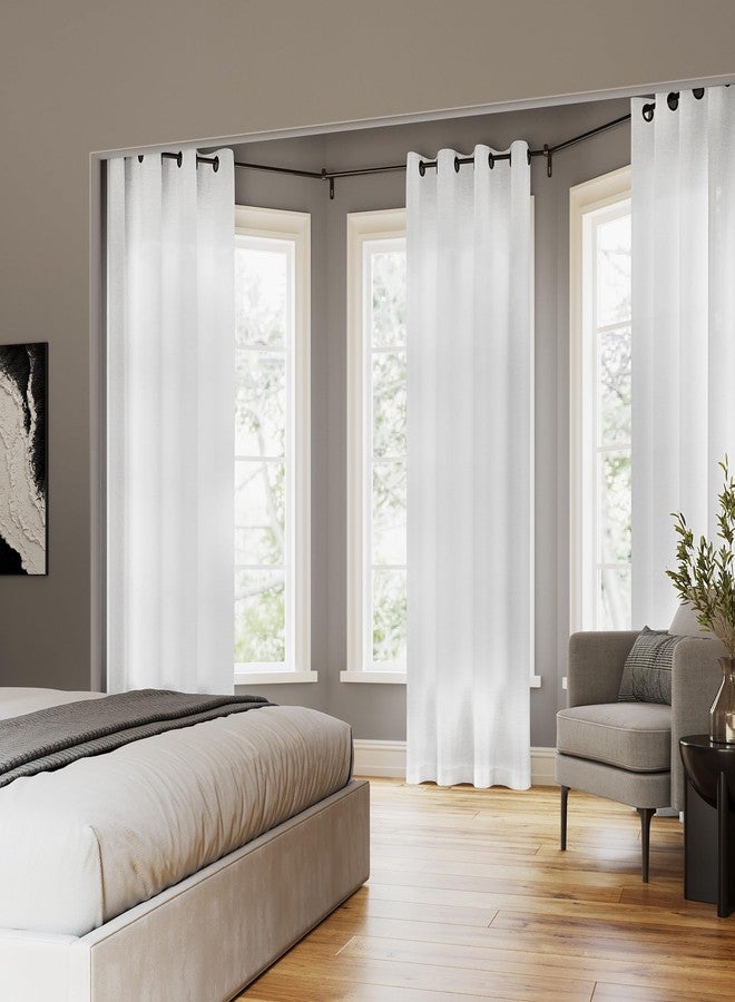 Archaeo Slub Textured Linen Blend Grommet Top Curtain, 52" W x 84" L, White - Image 4